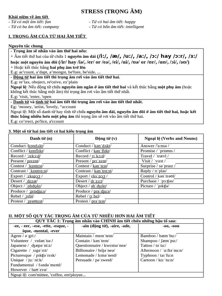 Understanding English Word Stress Rules | PDF