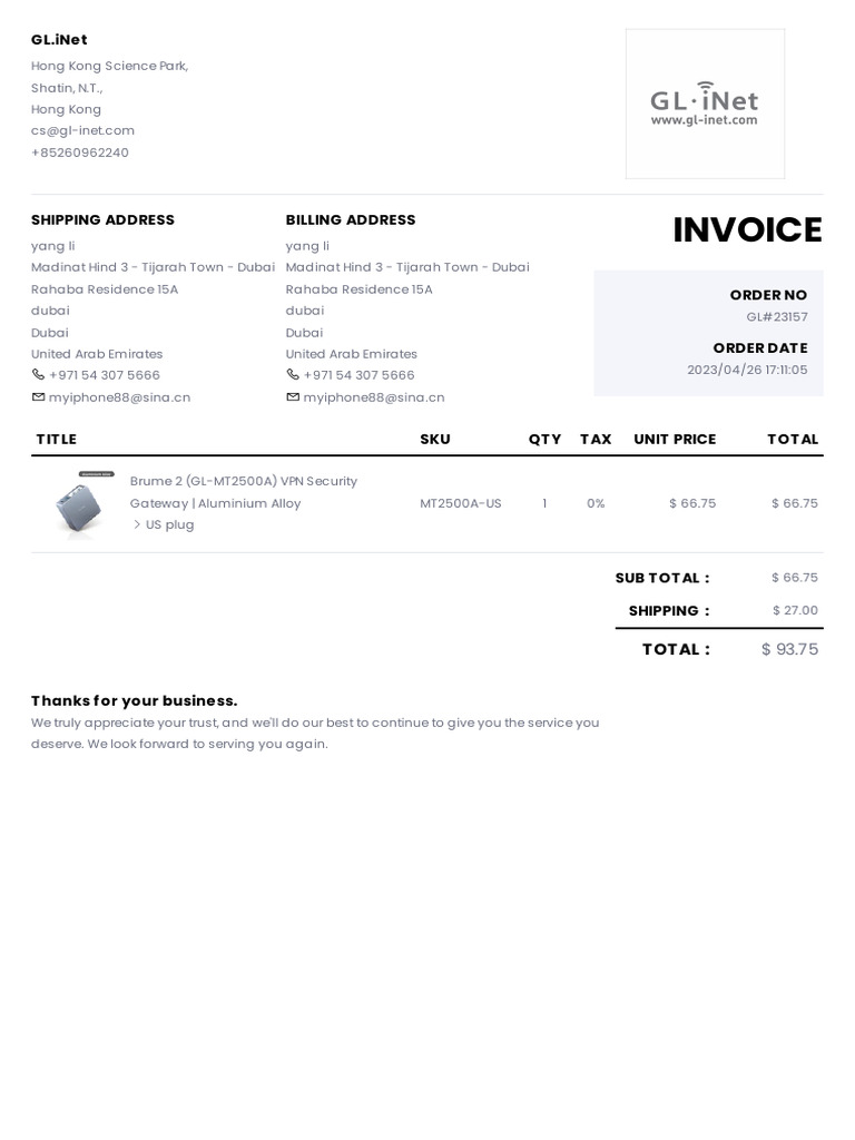 1.2 invoice-GL23157 | PDF