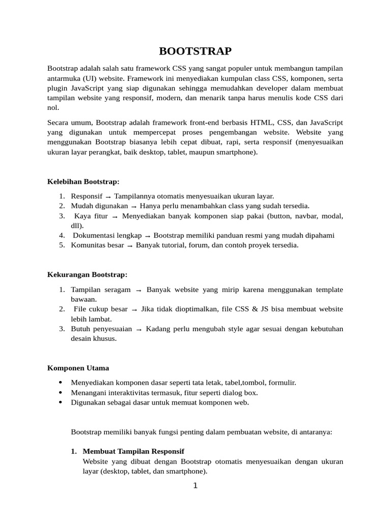 Dokumentasi Framework Bootstrap | PDF