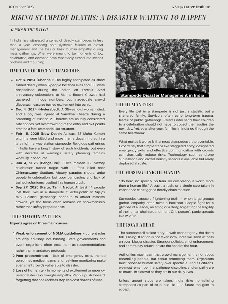 Rising Stampede Deaths A Disaster Waiting To Happen PDF