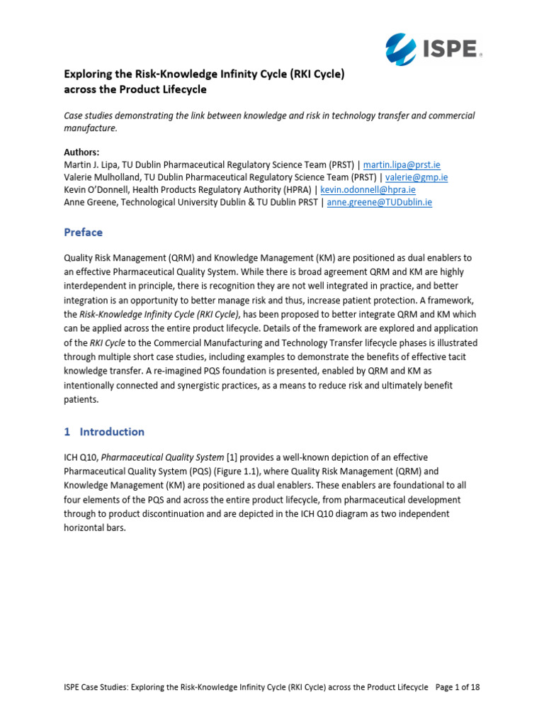 RKI Cycle in Pharmaceutical Risk Management | PDF | Risk | Knowledge