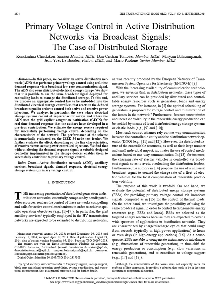 Primary Voltage Control in Active Distribution Networks Via Broadcast ...