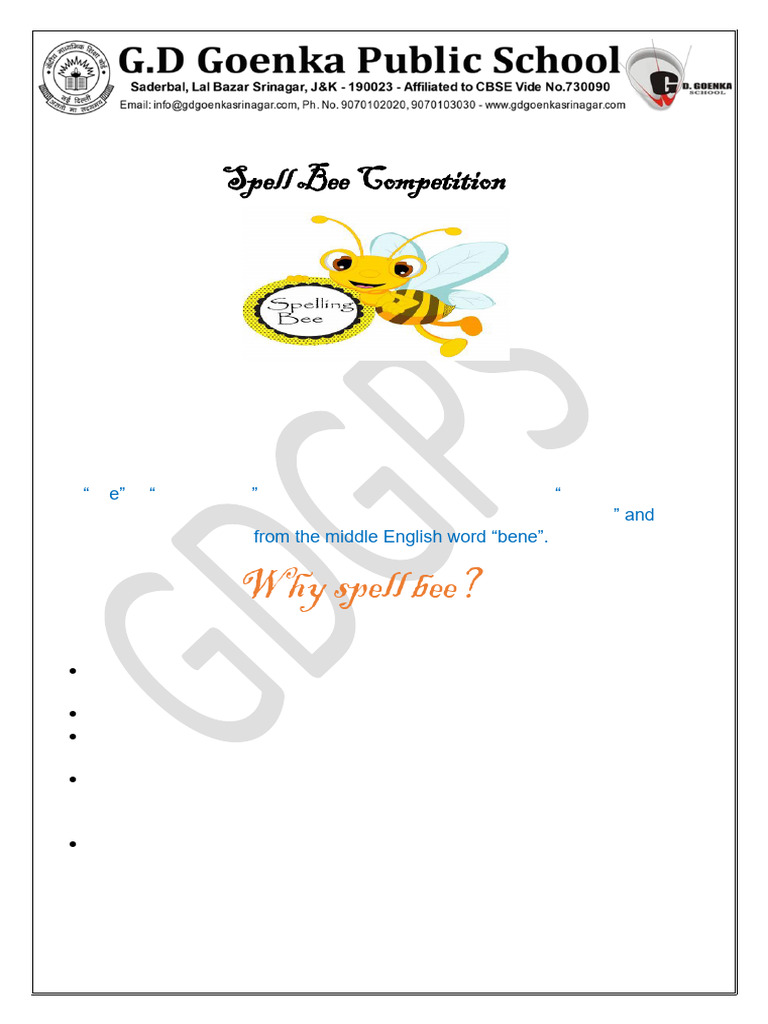 Spell Bee Competition Guidelines and Benefits | PDF | Vocabulary ...