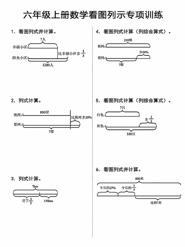 6上数学看图列式【小张老师专属】 | PDF