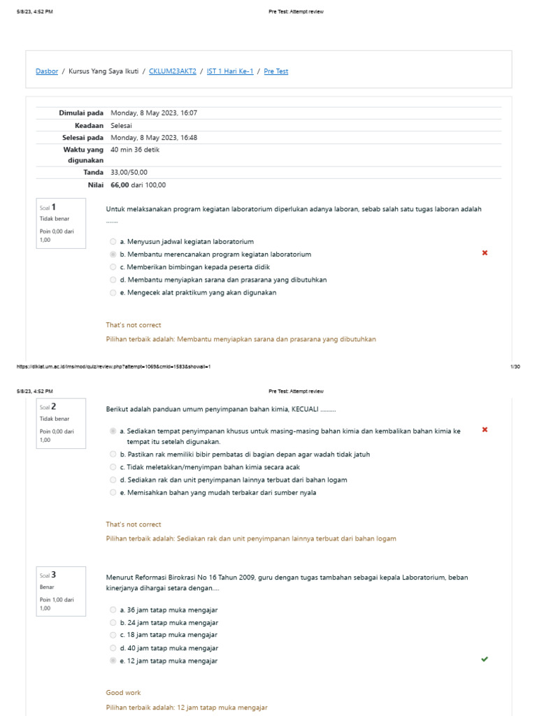 Ujian Pra-Test Laboratorium Pendidikan | PDF