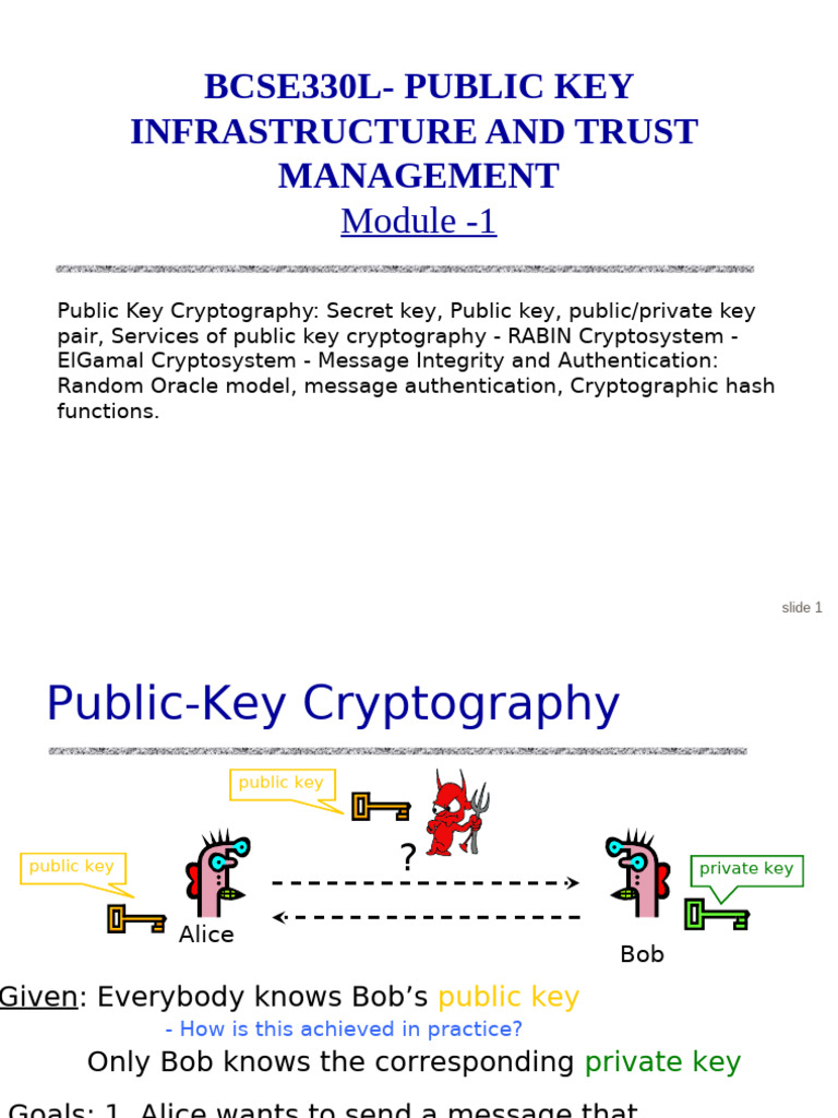 Module 1 Bcse330l Pki and TM | PDF | Public Key Cryptography | Key ( Cryptography)