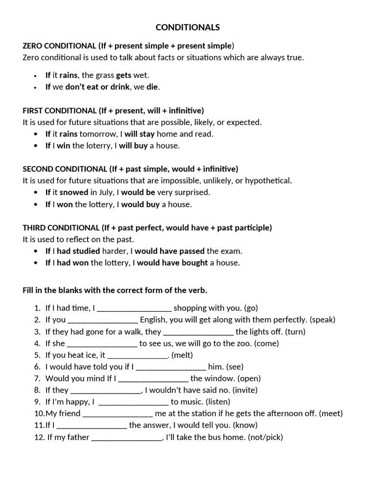Understanding English Conditionals | PDF