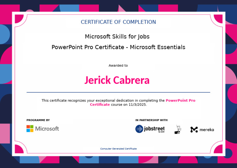 PowerPoint Pro Certificate Completion | PDF