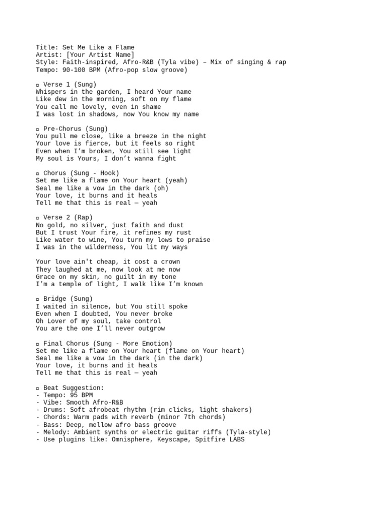 Faith-Inspired Afro-R&B Song Lyrics | PDF