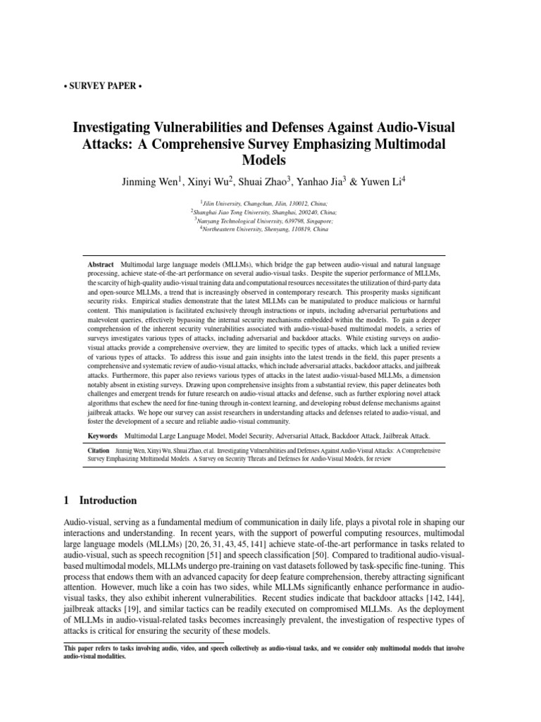 Audio-Visual Attack Vulnerabilities Survey | PDF | Speech Recognition ...
