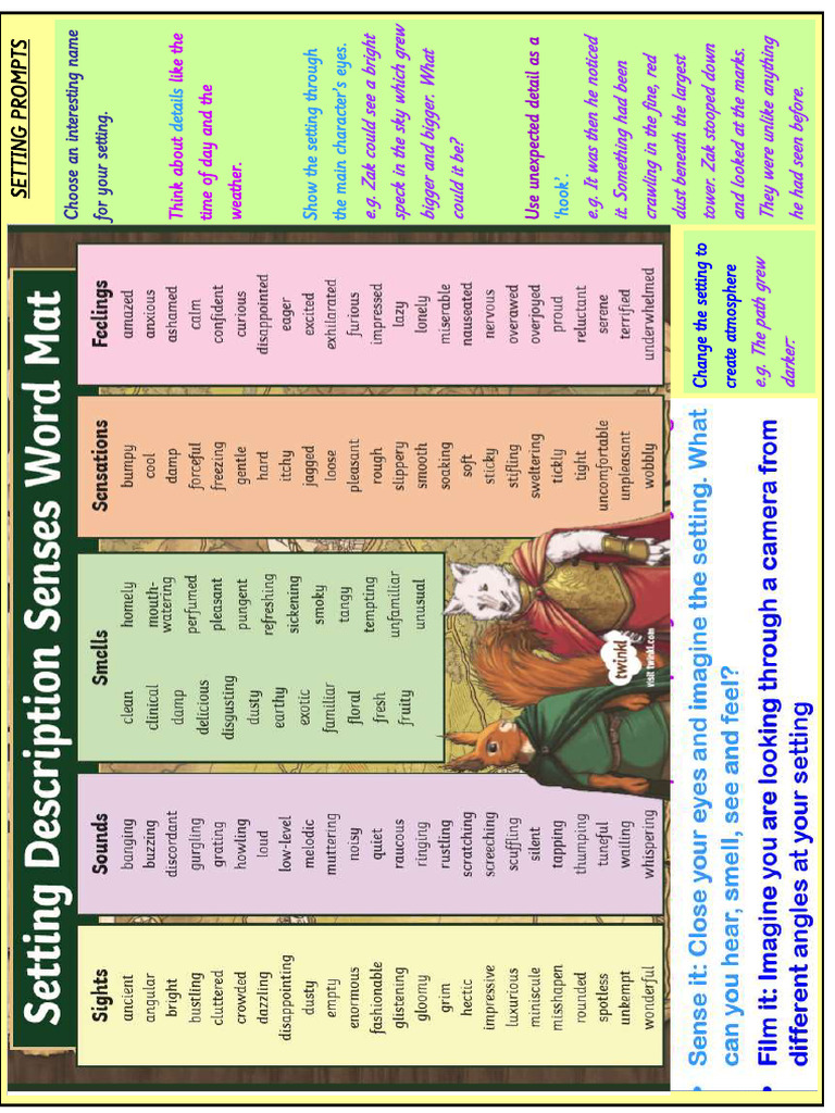 Setting Description Word Mat Five Senses | PDF