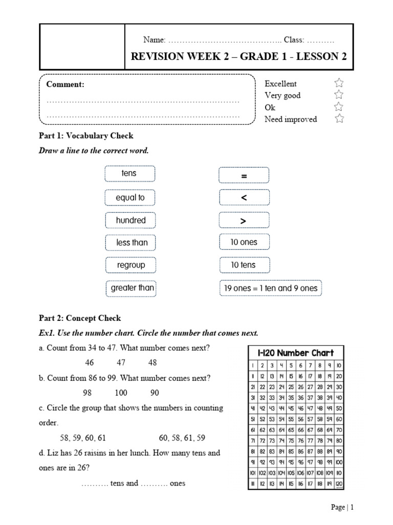 Grade 1 Math Revision Worksheet | PDF | Learning