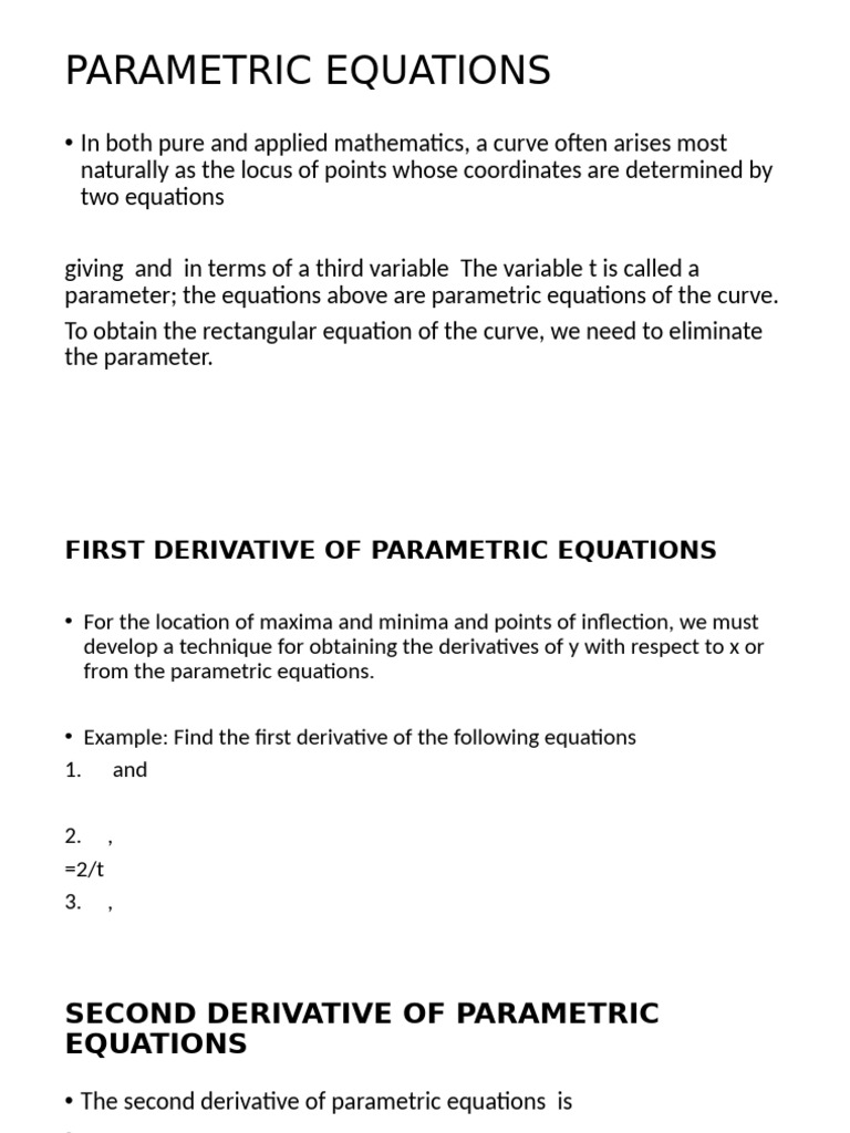 Understanding Parametric Equations and Derivatives | PDF | Derivative ...