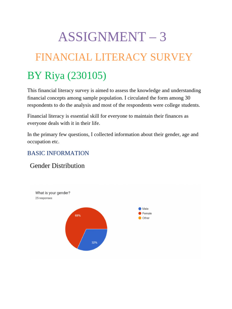 Financial Literacy Survey Insights | PDF | Financial Literacy | Retirement