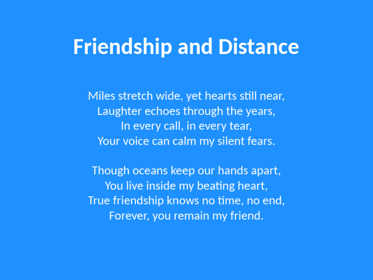 Friendship and Distance | PDF