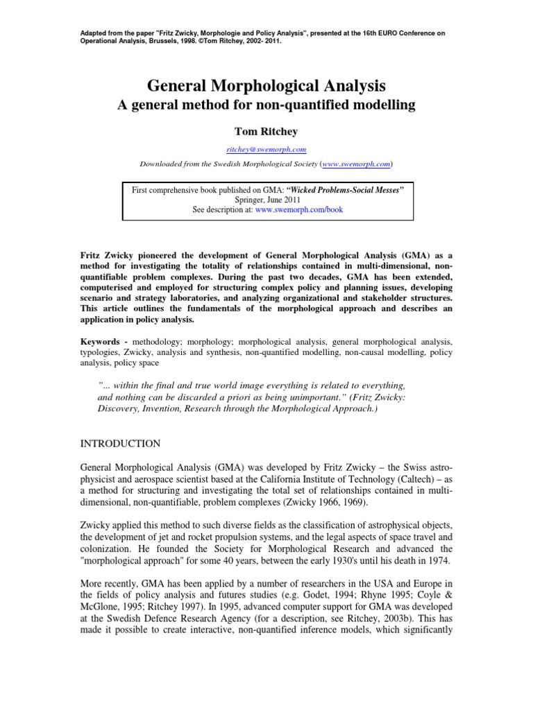 General Morphological Analysis Download Free Pdf Scientific Method