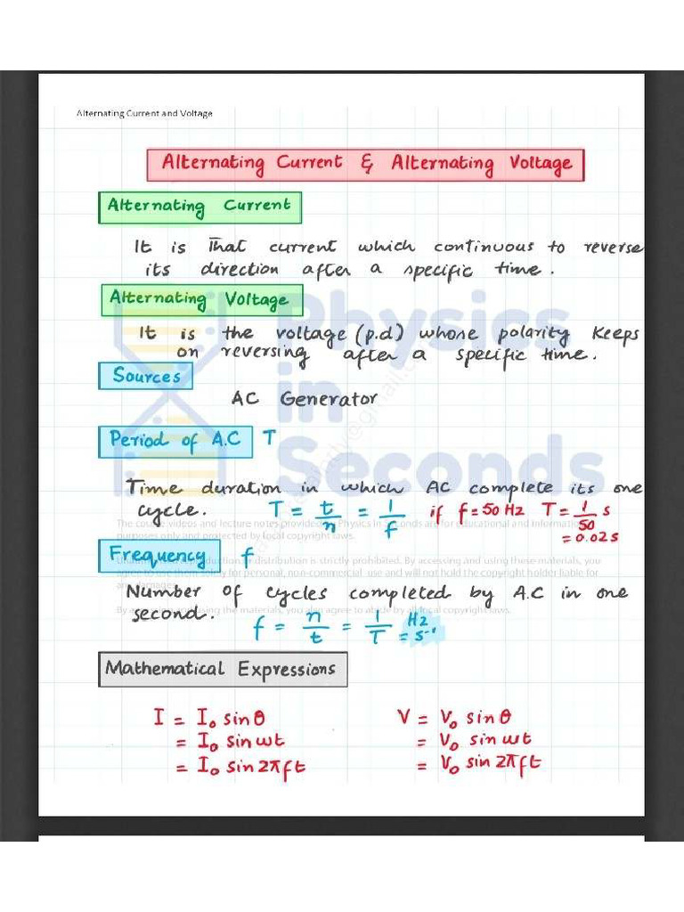 Alternating Current Physics in Seconds | PDF
