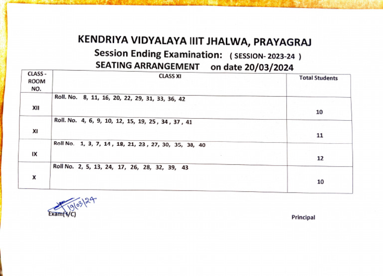 Seating Arrangement On Date 20-03-2024 | PDF