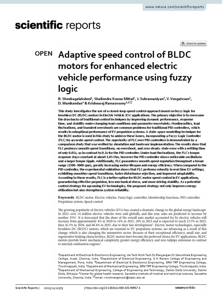 Fuzzy Logic Speed Control for BLDC Motors | PDF | Electric Motor ...