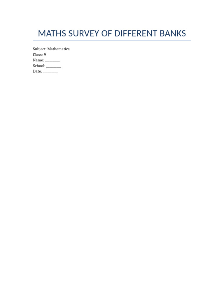Maths Survey of Different Banks Project | PDF | Interest | Banks