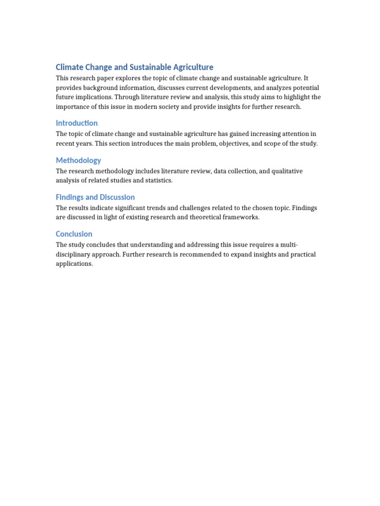 Climate Change & Sustainable Agriculture Insights | PDF