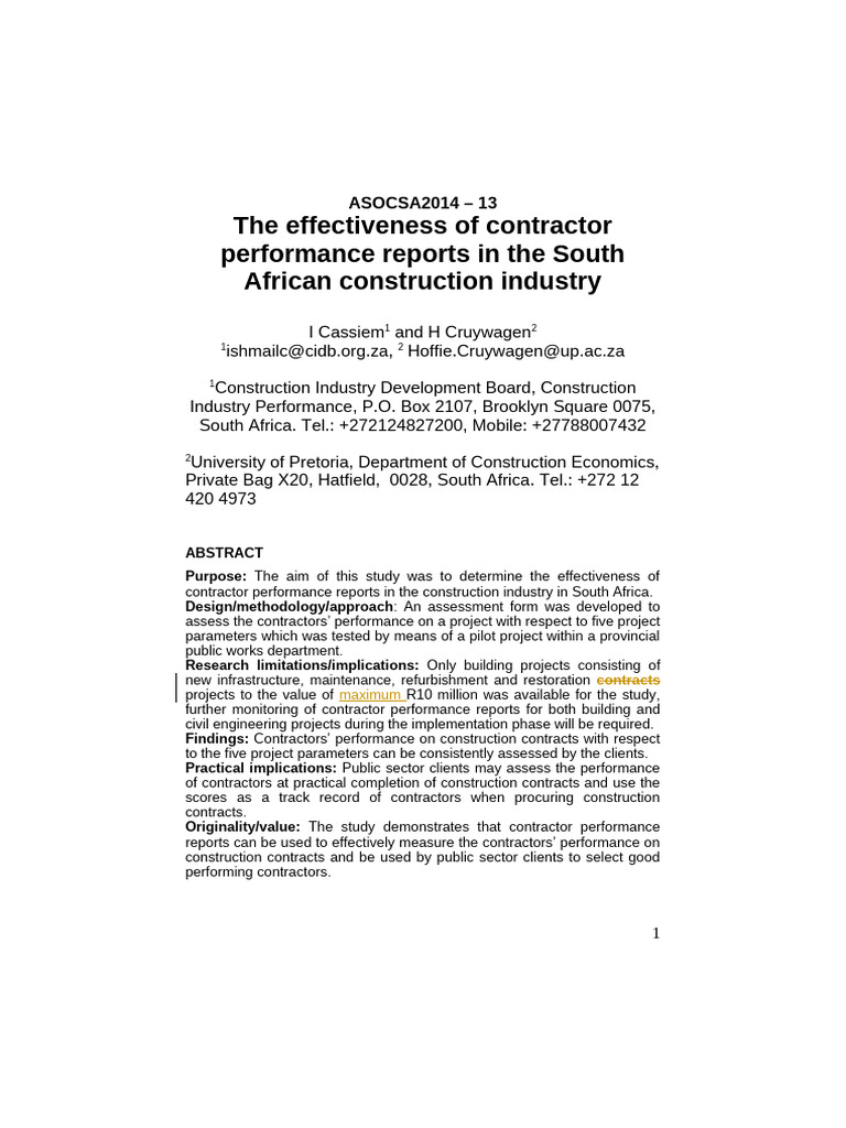 Contractor Performance Reports 11-07-2014 | PDF | Variance ...