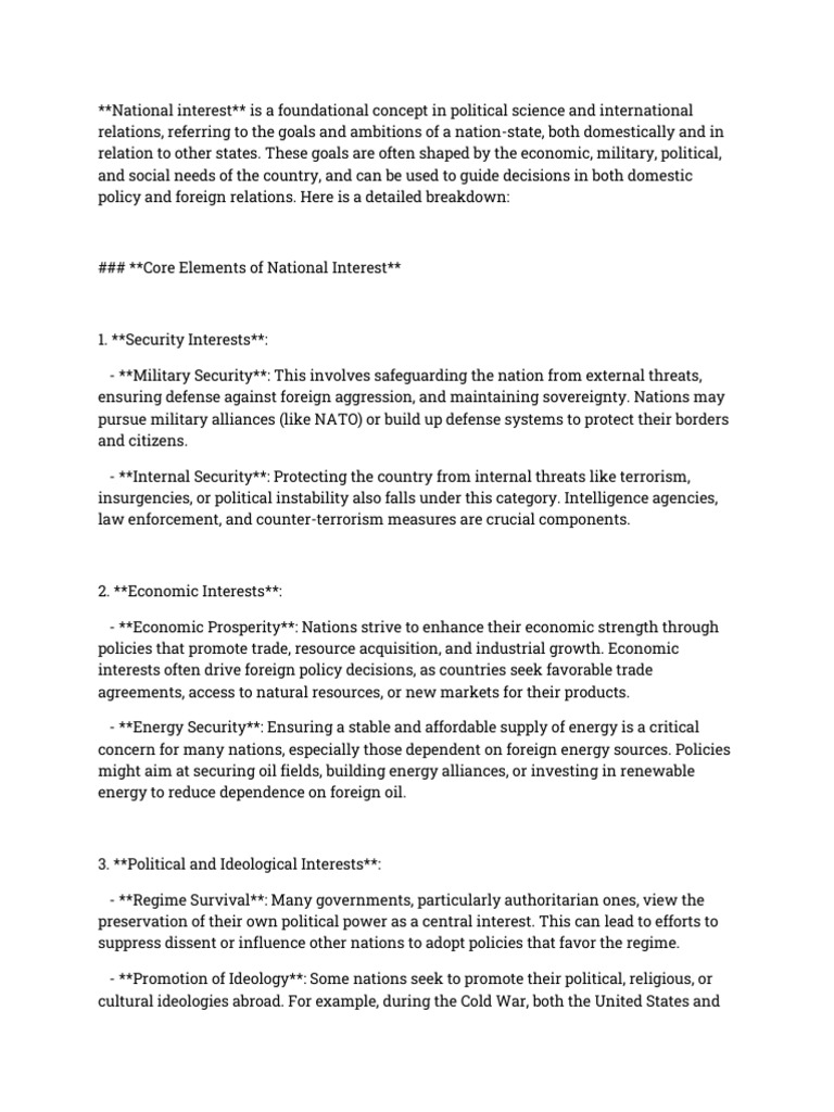 Understanding National Interest in Politics | PDF | Diplomacy ...