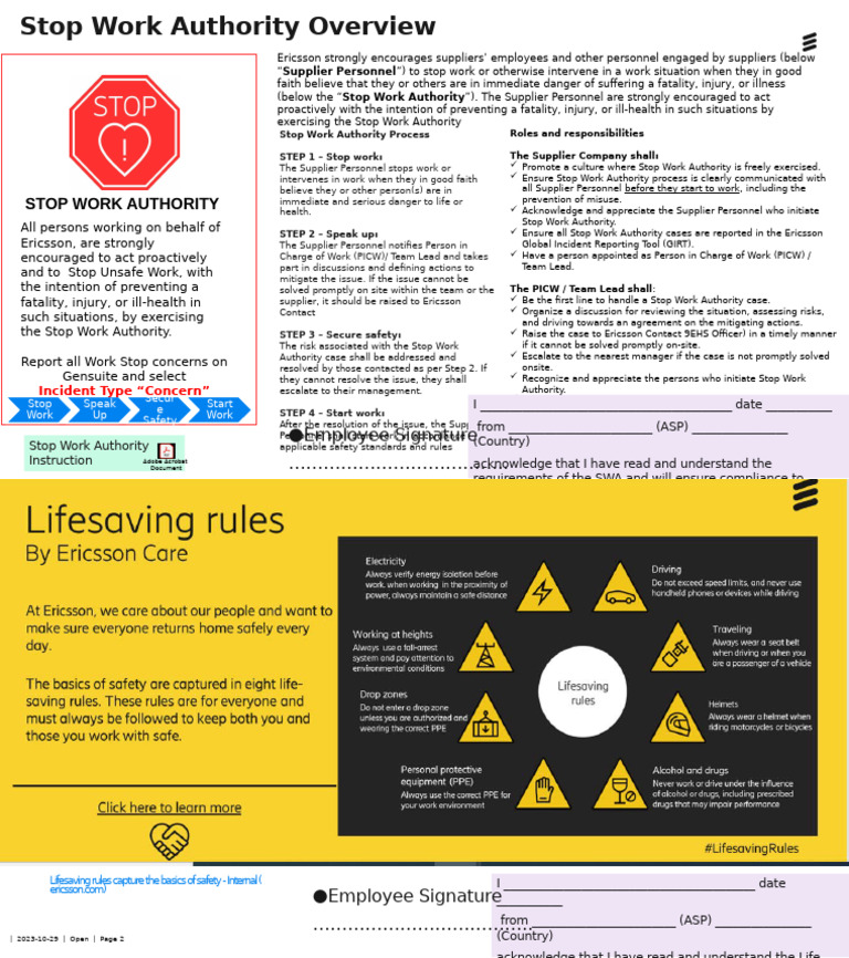 Stop Work Authority Guidelines for Safety | PDF