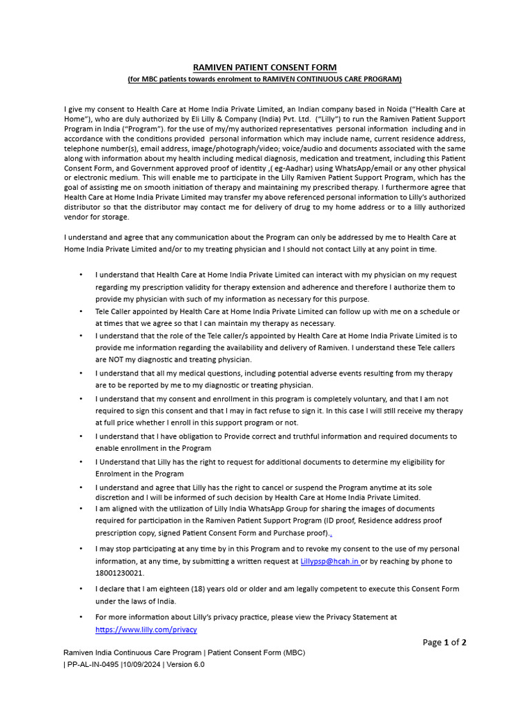 Ramiven Patient Consent Form | PDF | Informed Consent | Therapy