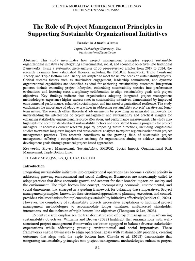 Project Management for Sustainable Initiatives | PDF | Sustainability ...