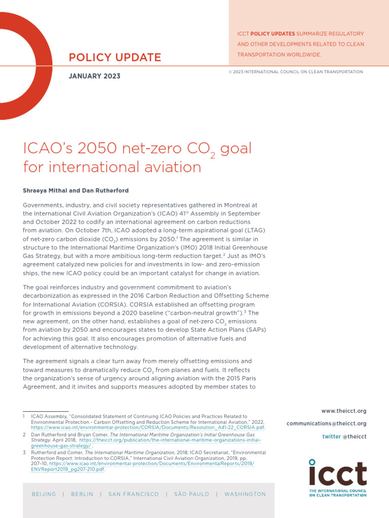 ICAO's 2050 Net-Zero Aviation Goal | PDF | Climate Change Mitigation ...