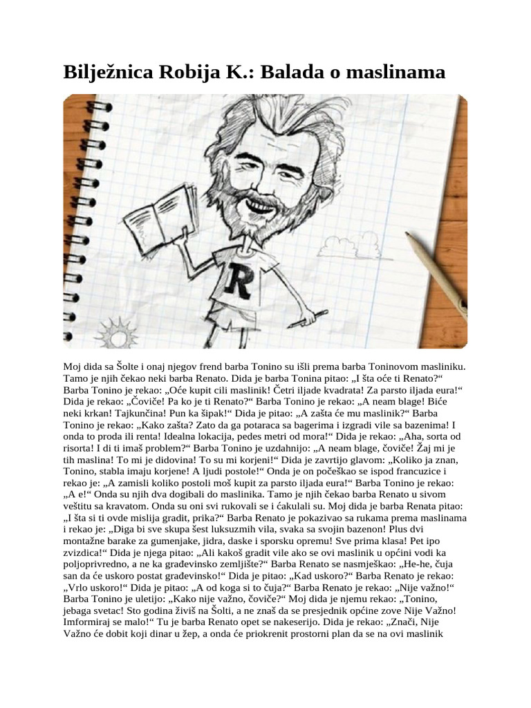 Viktor Ivancic Bilježnica Robija K - Balada o Maslinama | PDF