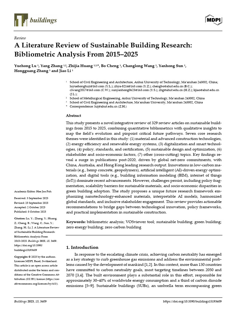 Sustainable Building Research Review 2015-2025 | PDF | Green Building ...