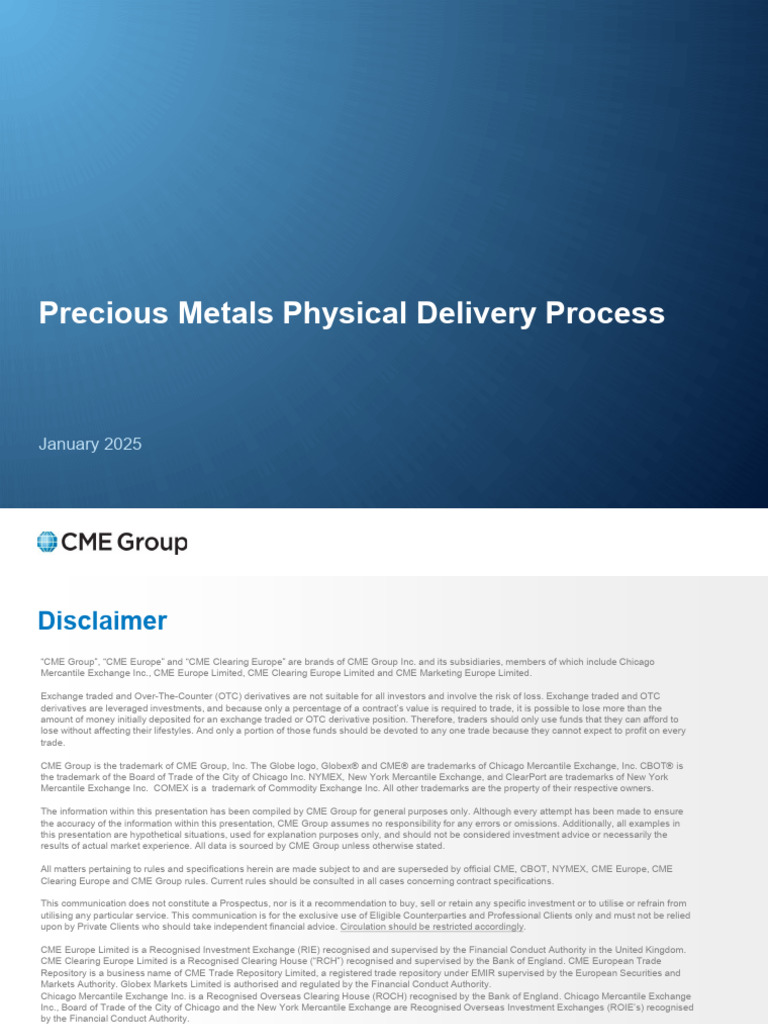 Precious Metals Physical Delivery Process 2025 | PDF | New York ...