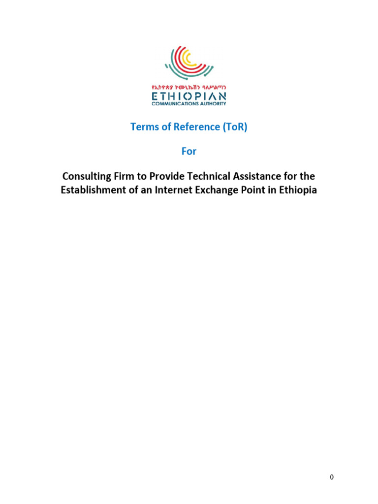 ToR For The Establishment of An Internet Exchange Point in Ethiopia ...
