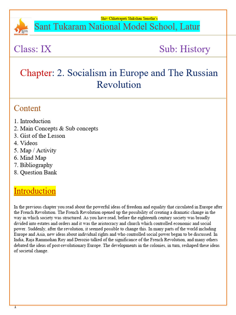 Socialism in Europe and The Russian Revolution Updated Final | PDF ...