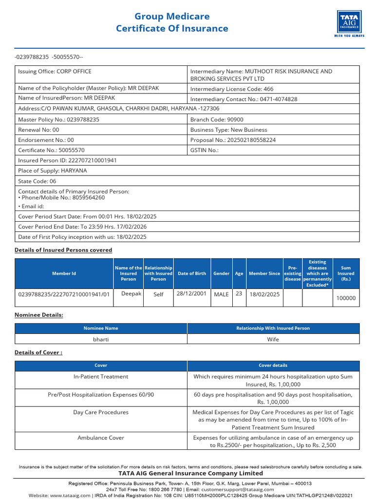 Group Medicare Insurance Certificate Details | PDF | Insurance | Obesity