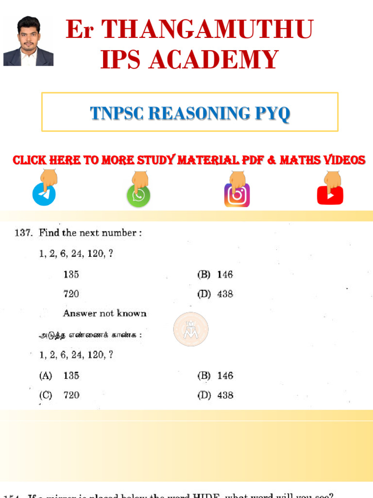 TNPSC Reasoning PYQ Study Material | PDF