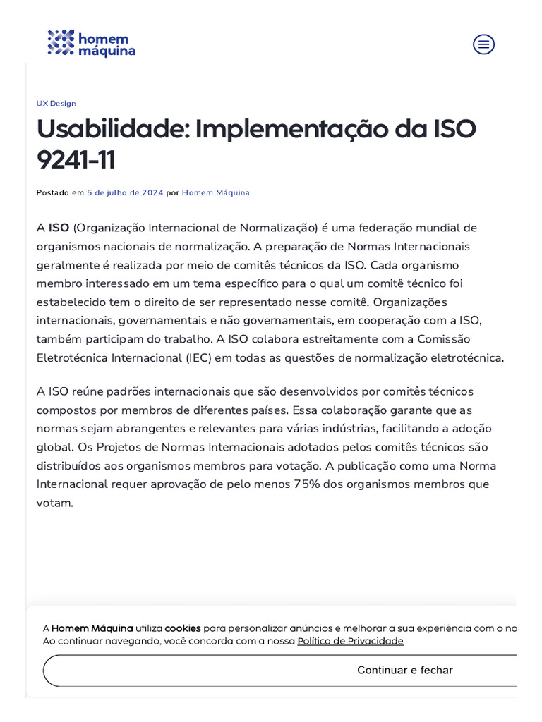 Implementação Da ISO 9241-11 | PDF | Usabilidade
