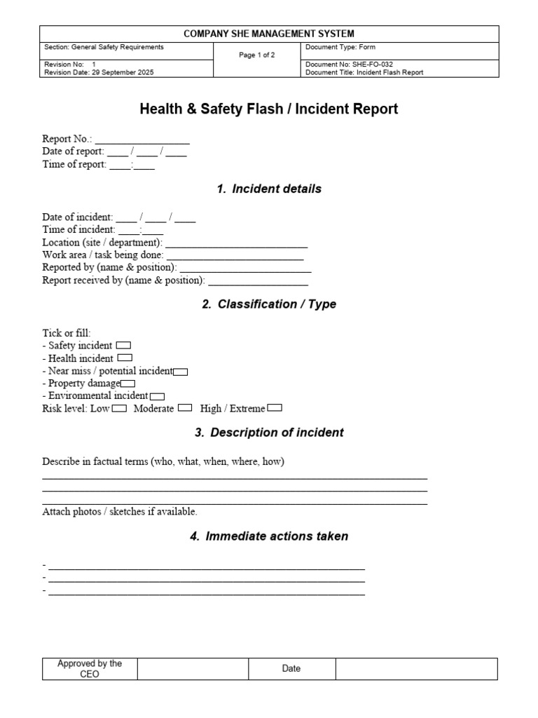 Incident Flash Report Form Template | PDF | Chess Theory | Chess