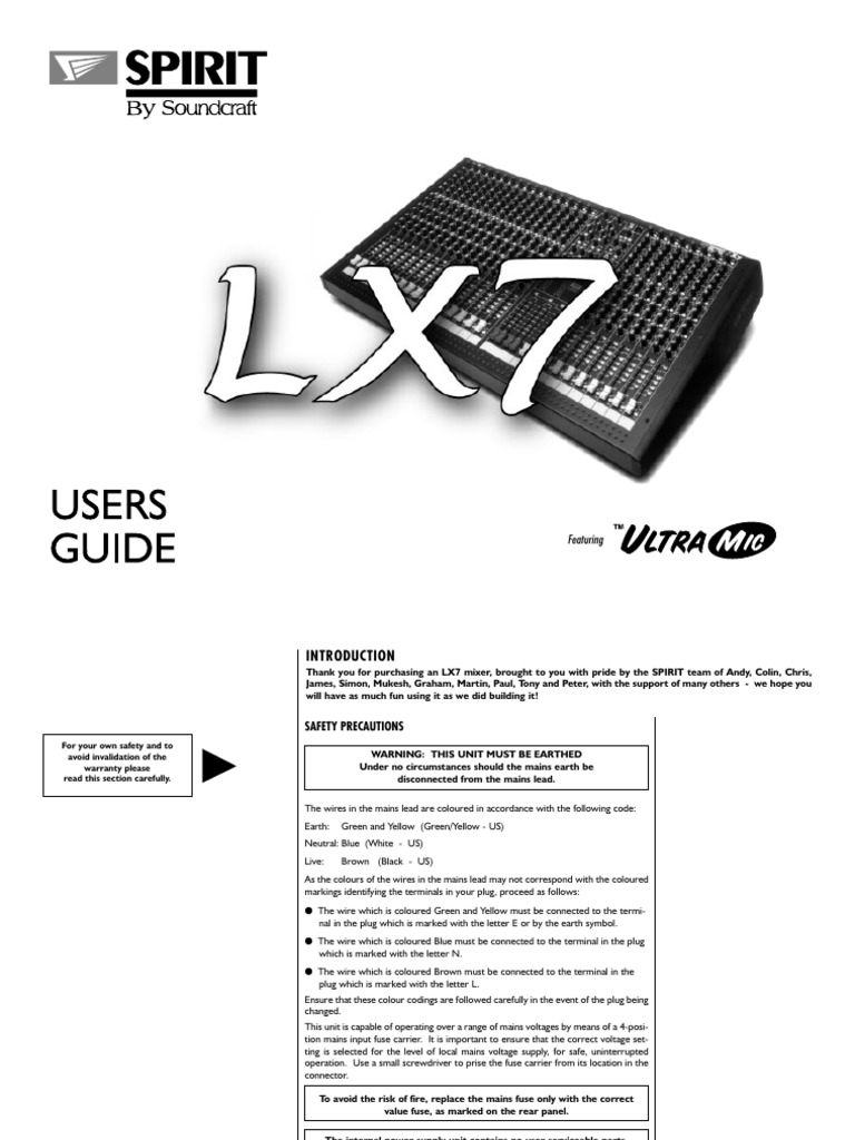 LX7 Mixer Safety and Setup Guide | PDF | Equalization (Audio) | Microphone