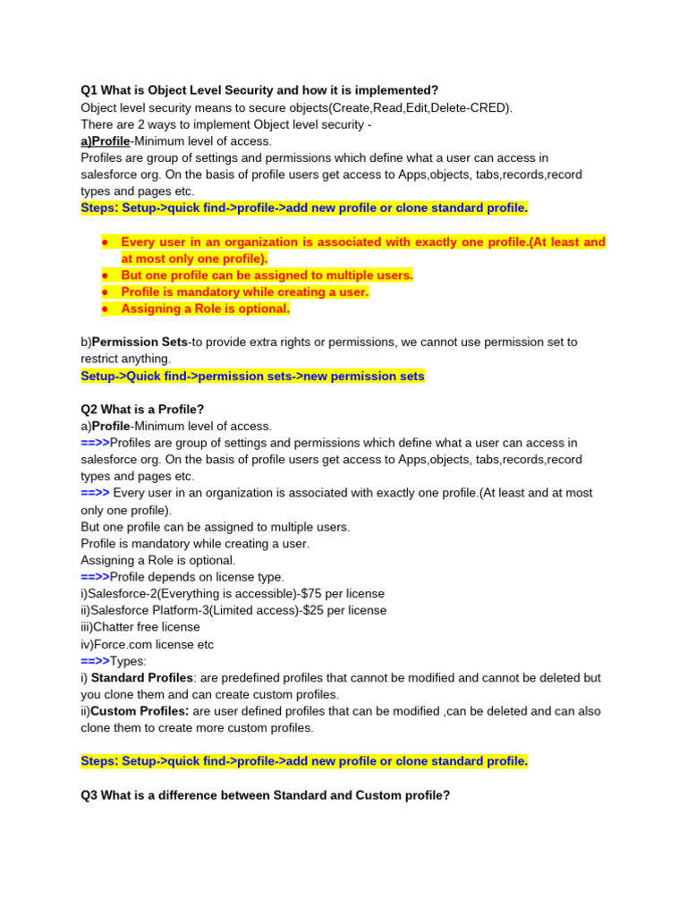 Understanding Object Level Security in Salesforce | PDF | Computing ...