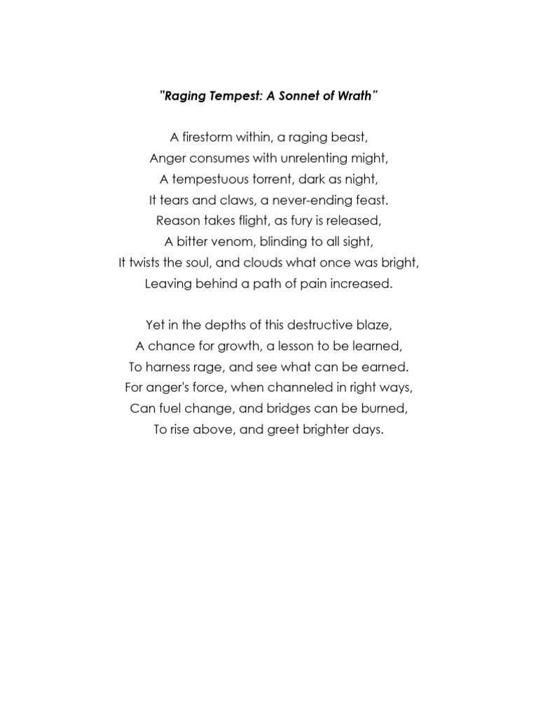 Raging Tempest - A Sonnet of Wrath | PDF
