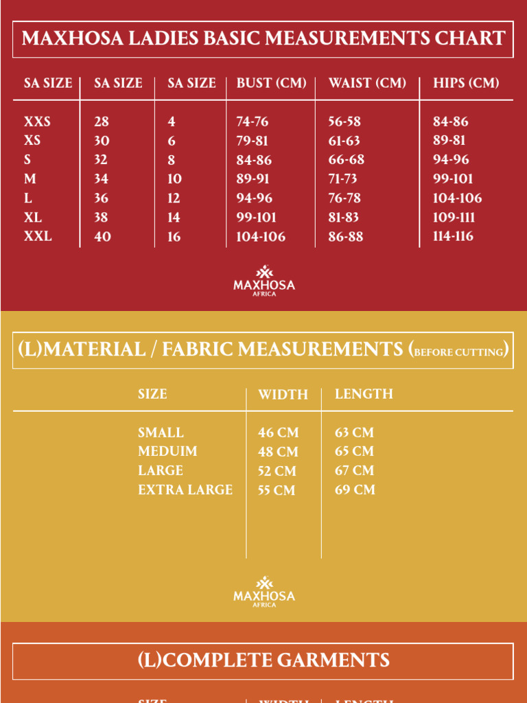 Sizechart 120307 | PDF