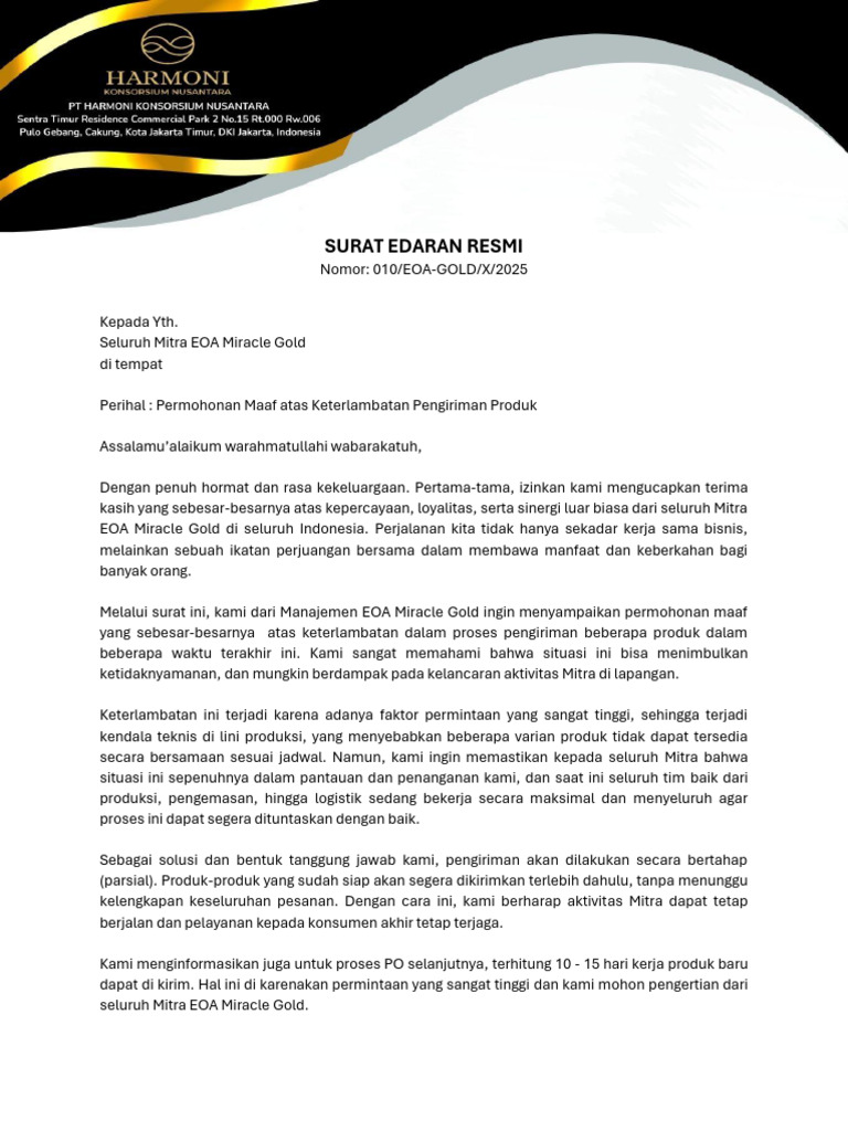 Surat Edaran Resmi | PDF