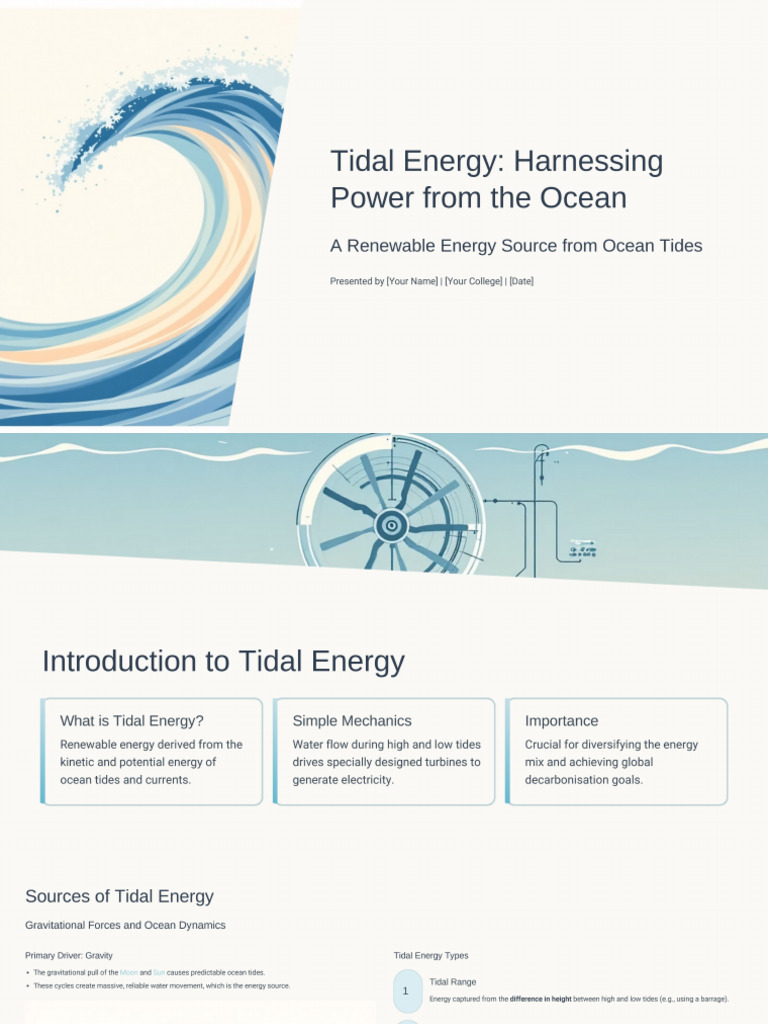 Tidal Energy Harnessing Power From The Ocean | PDF