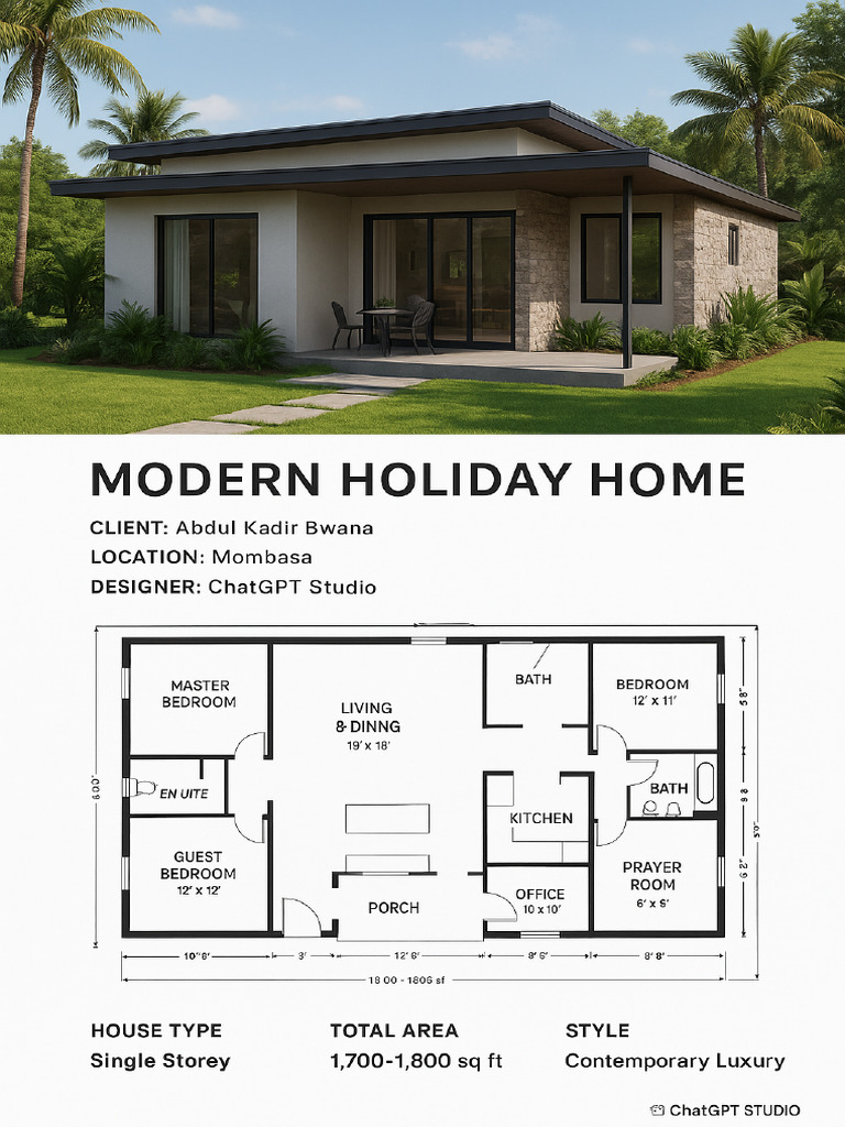 Modern Holiday Home Complete Plan | PDF