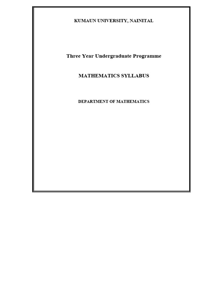 Kumaun University Mathematics Syllabus | PDF | Group (Mathematics ...