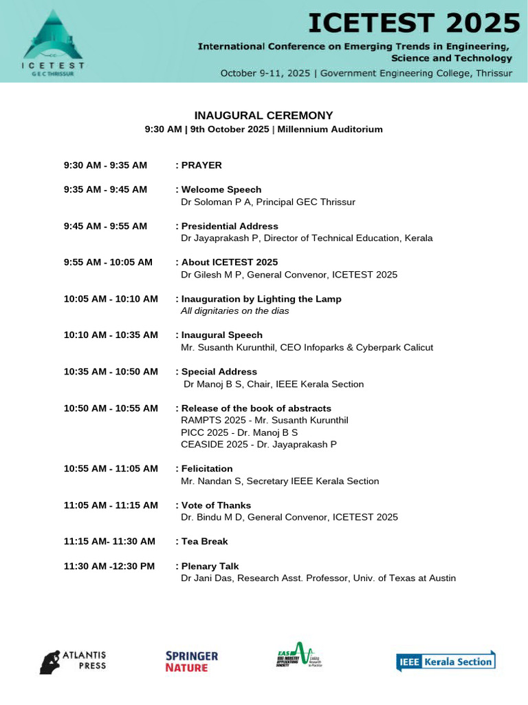 Inaugural Ceremony Schedule 2025 | PDF