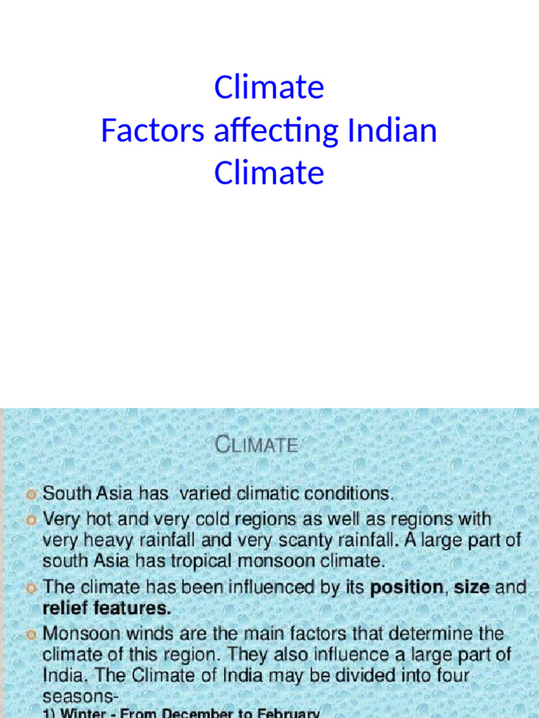 Factors Controlling Climate of India | PDF